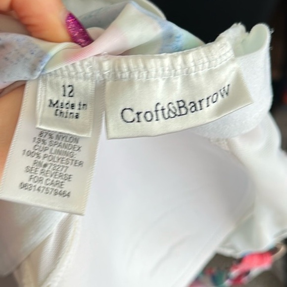 Croft & Barrow Multi color horizontal stripe tankini top size 12 - Picture 9 of 9